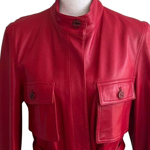Parri's Italian Red Leather Jacket Size M Emily In Paris Emily Cooper Inspired - Picture 3 of 10